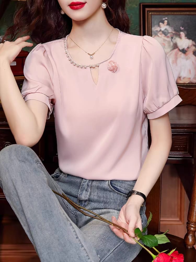 Short-sleeved T-shirt 2024 new style ice silk top thin style