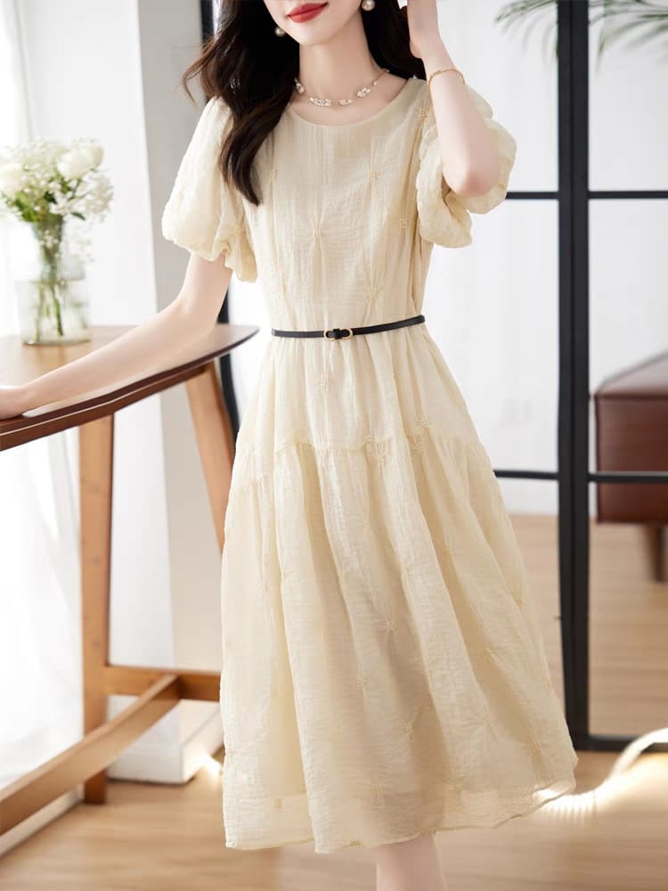Printed Floral Women's Dress 2024 Summer Short Sleeve Long Dress