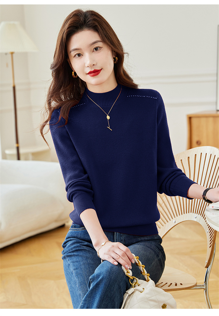 Half high collar inner layered bottom sweater for women's 2024 new autumn and wi