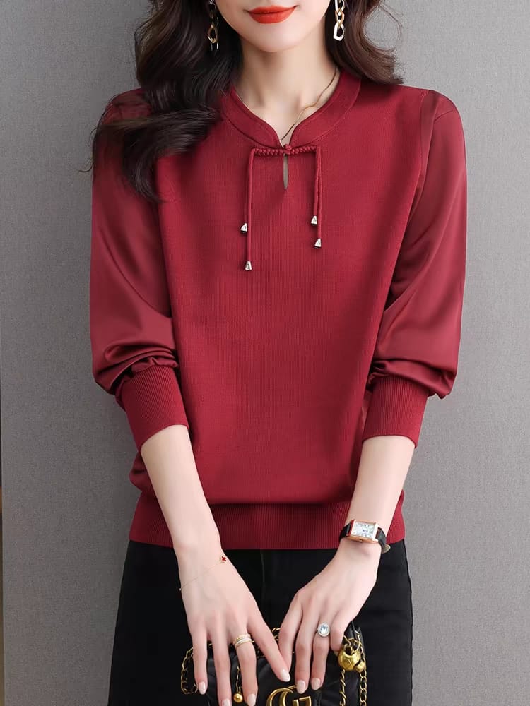 Long sleeve t-shirt spring bottoming shirt stand collar top