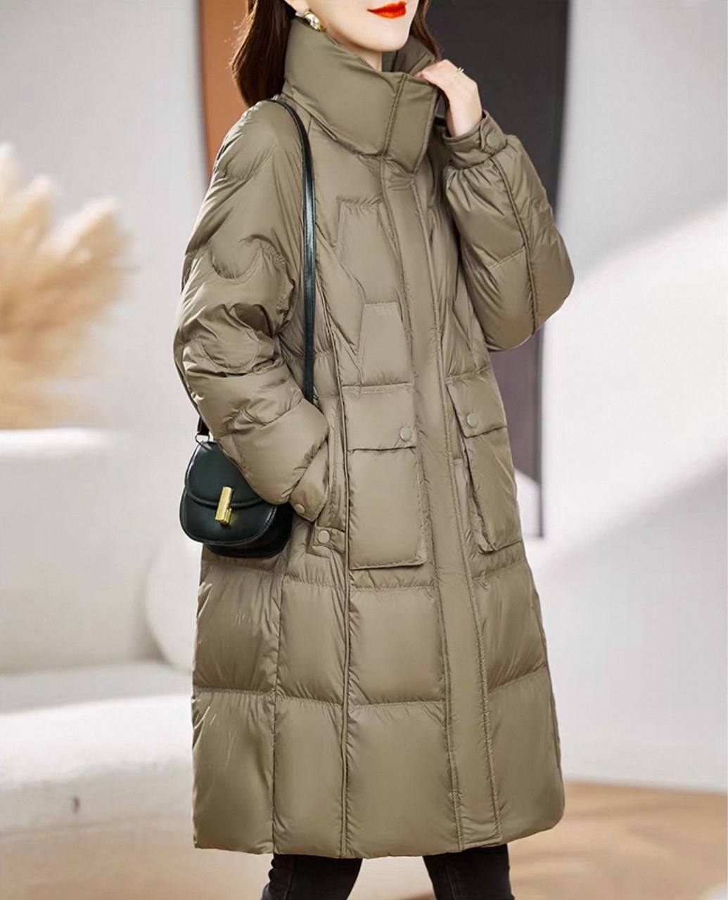 Fashionable, thickened, warm, high-end, good-looking mid-length down jacket