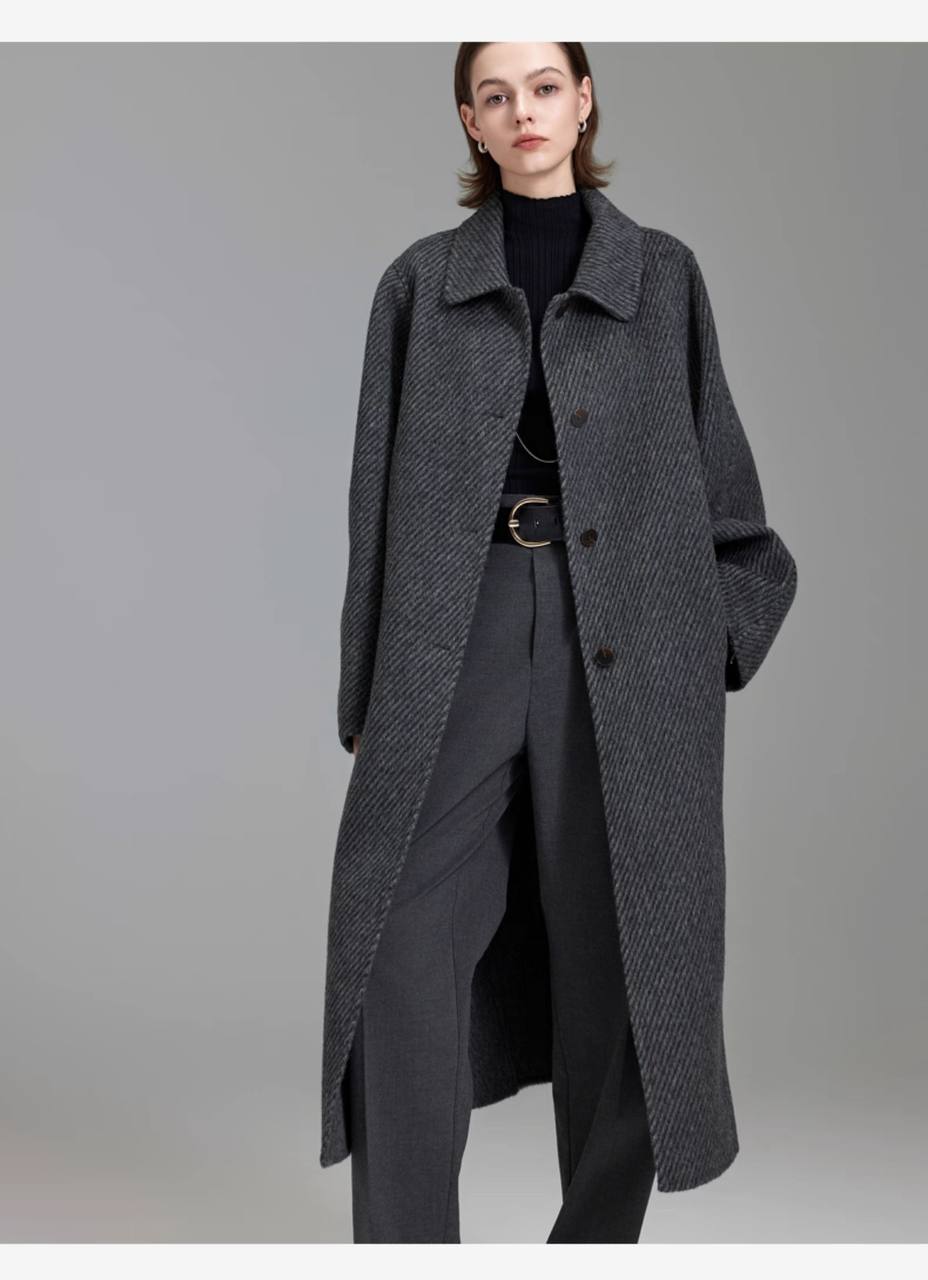 Fashionable mid-length double-faced cashmere coat
