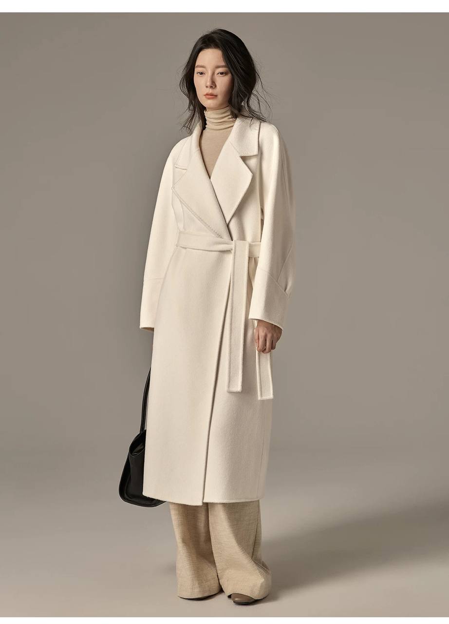 Fashionable mid-length double-faced cashmere coat