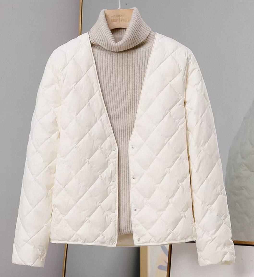 Lightweight and fashionable mid-length women's down jacket