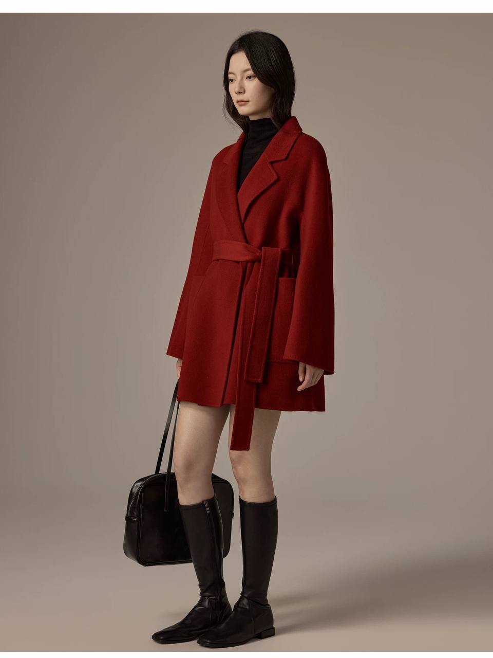 Fashion short double-faced cashmere coat