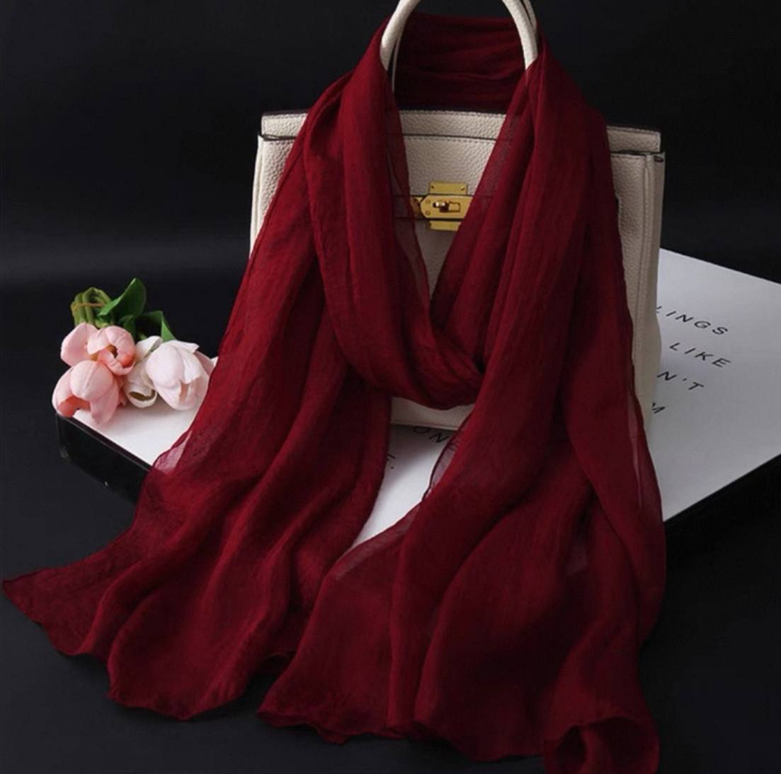New silk gold and silver long shawl scarf