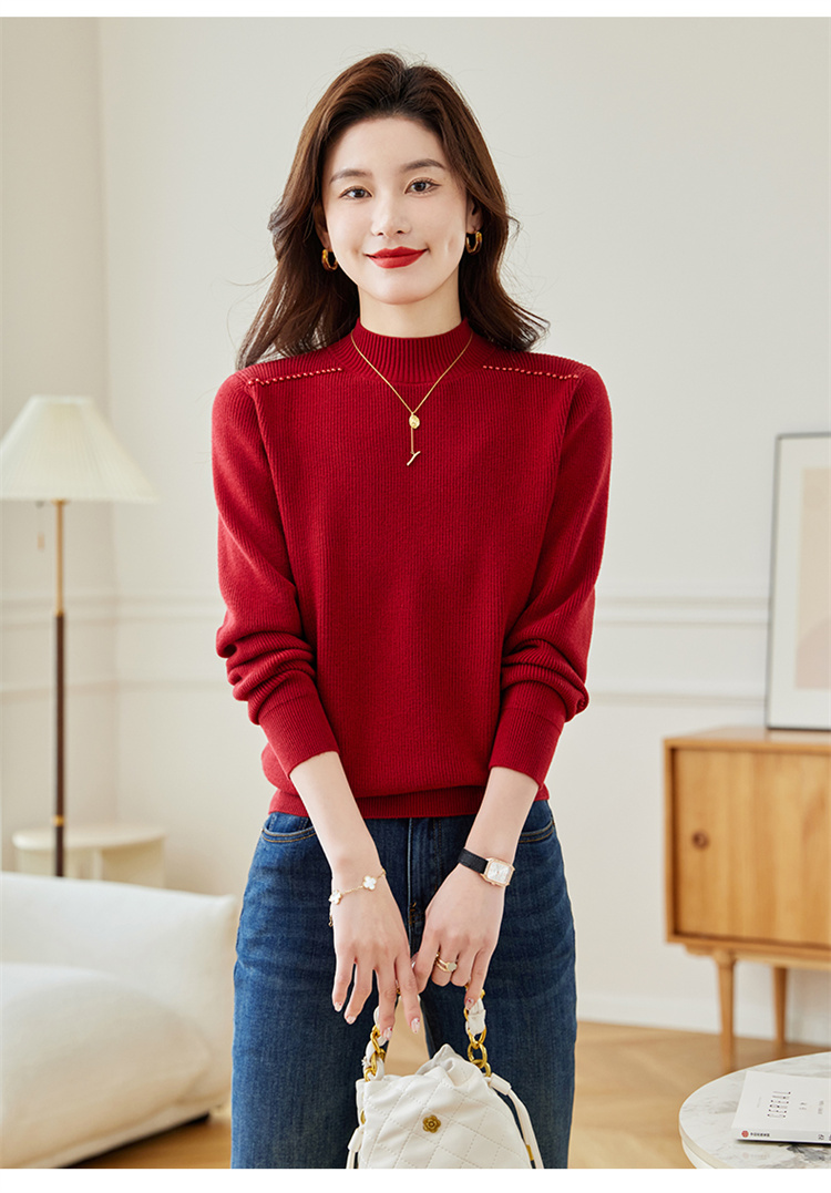 Half high collar inner layered bottom sweater for women's 2024 new autumn and wi