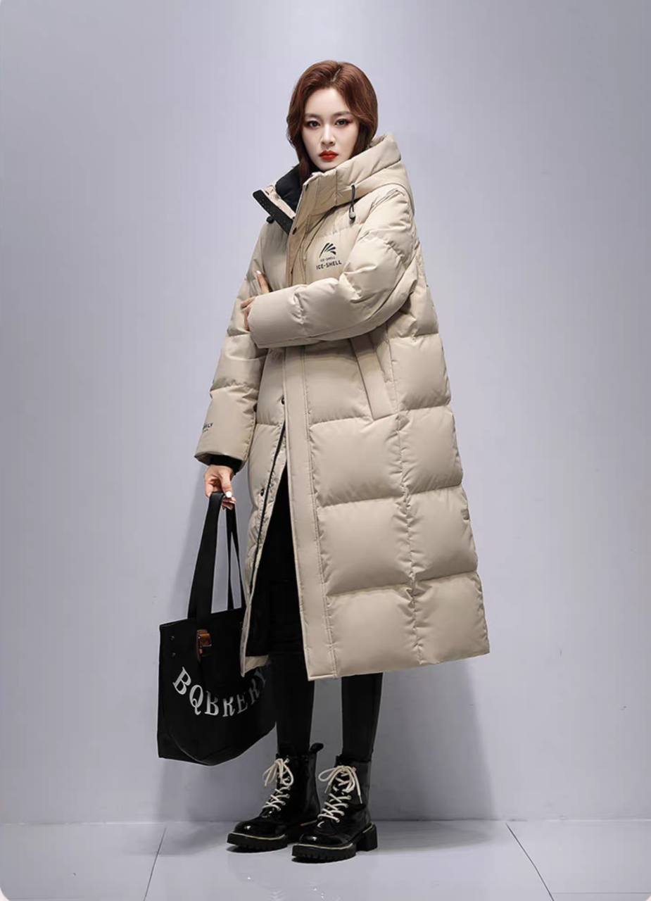 New windproof thick long women's down jacket