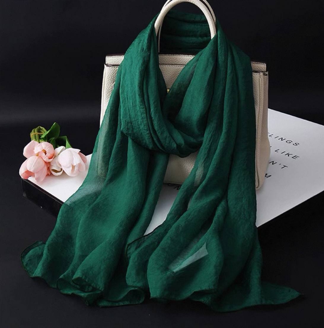 New silk gold and silver long shawl scarf