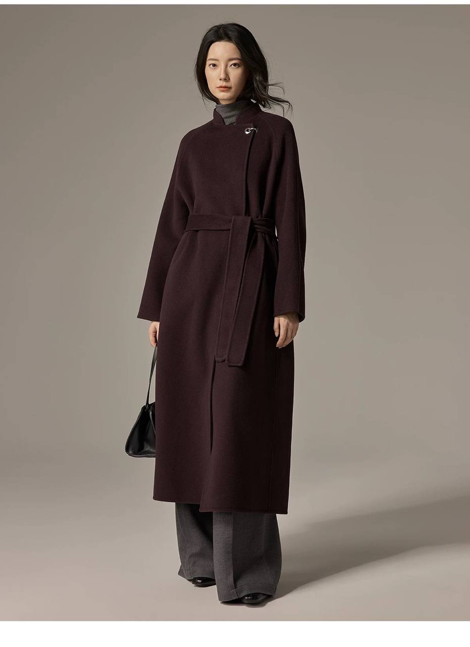 Fashionable mid-length double-faced cashmere coat