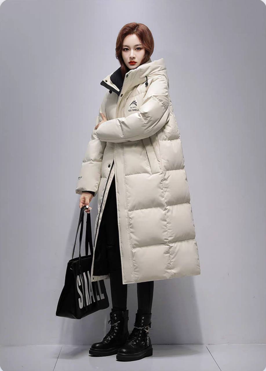 New windproof thick long women's down jacket