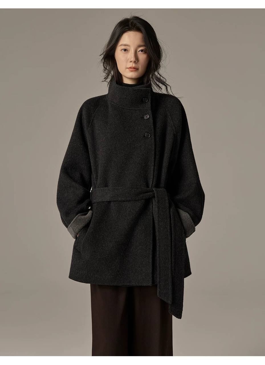 Fashion short double-faced cashmere coat