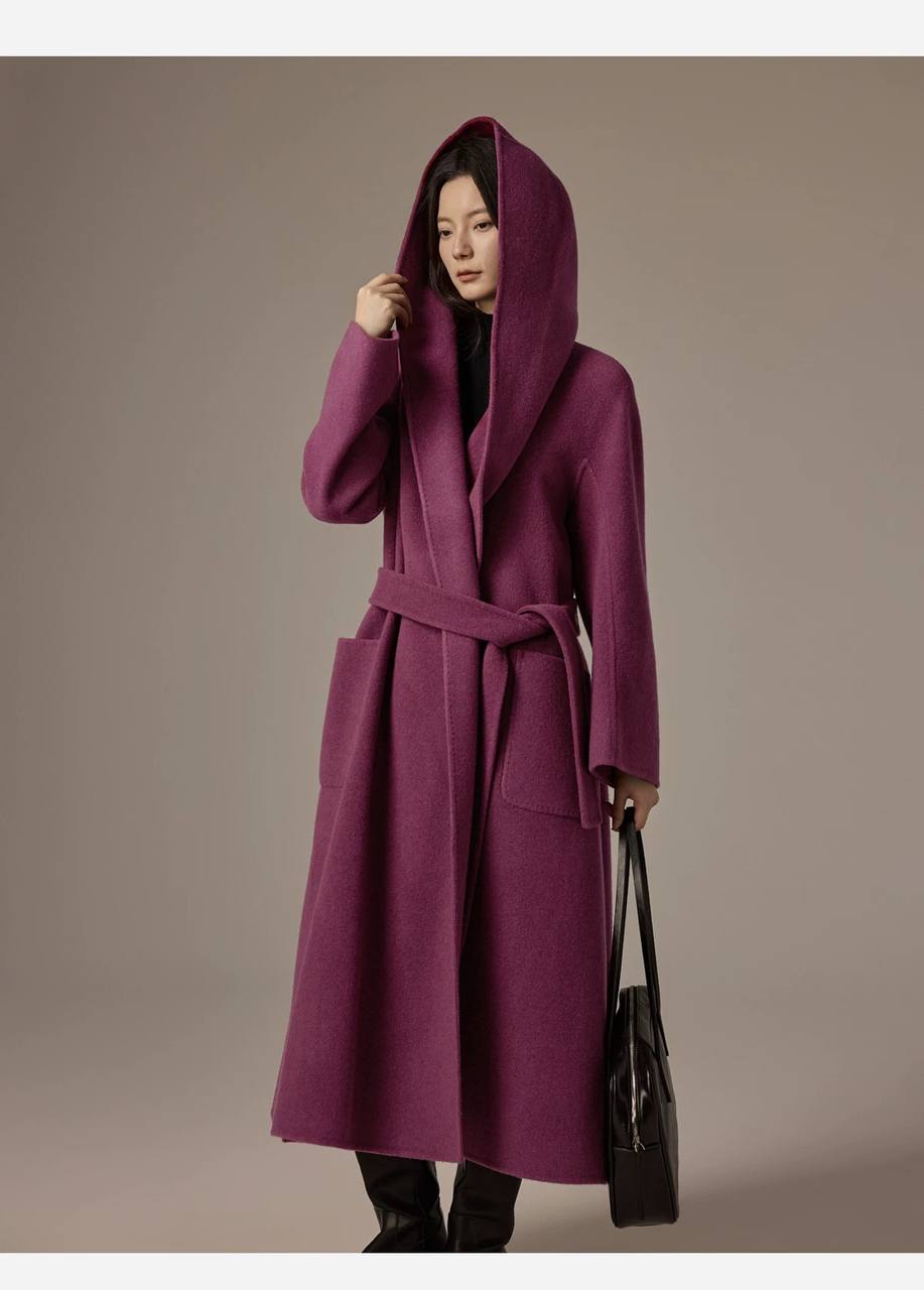 Fashionable mid-length double-faced cashmere coat