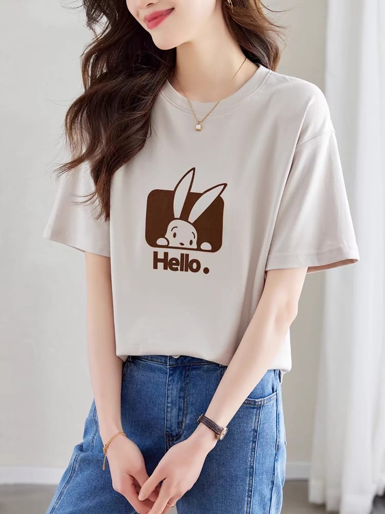 Short-sleeved T-shirt 2024 new style ice silk top round neck