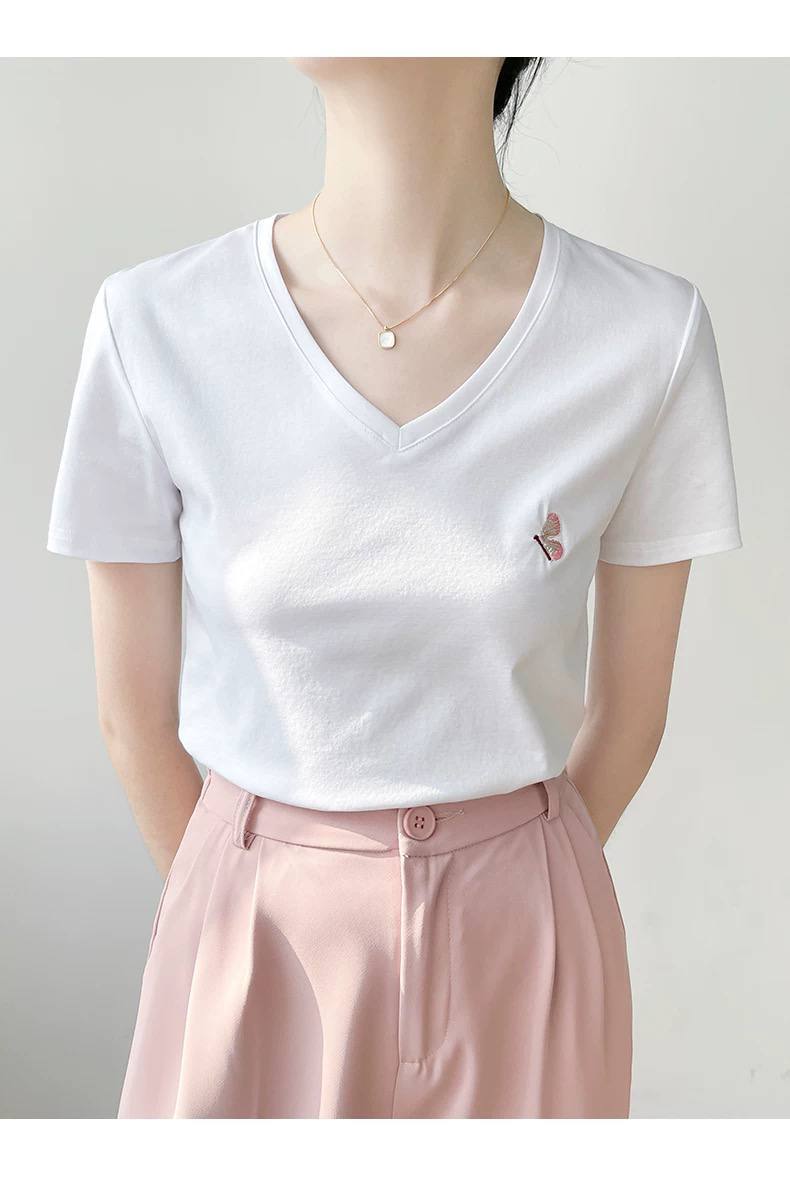 Short-sleeved T-shirt new style ice silk top round neck black