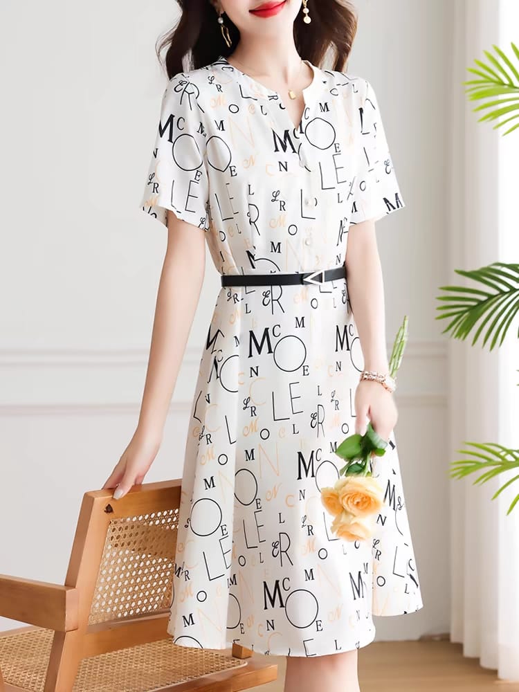 Printed Floral Women's Dress 2024 Summer Short Sleeves