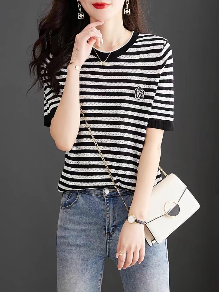 Short-sleeved personalized T-shirt 2024 new style top round neck