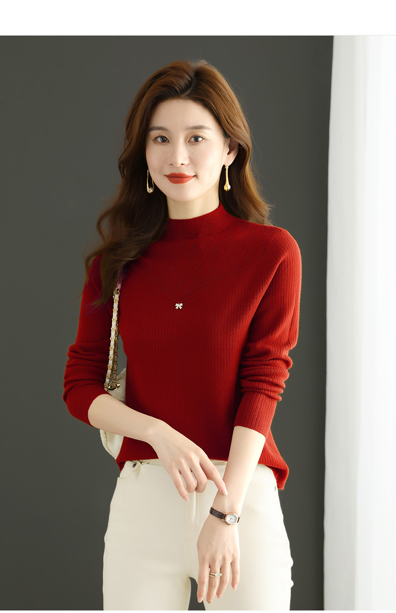 New autumn and winter half high collar inner lining bottom sweater for women's l
