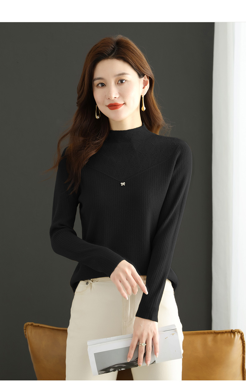 New autumn and winter half high collar inner lining bottom sweater for women's l