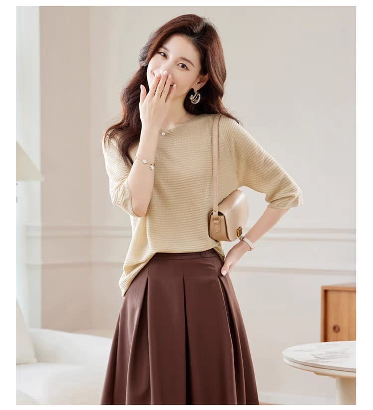 Chiffon short sleeve women's summer sweater temperament women's clothing