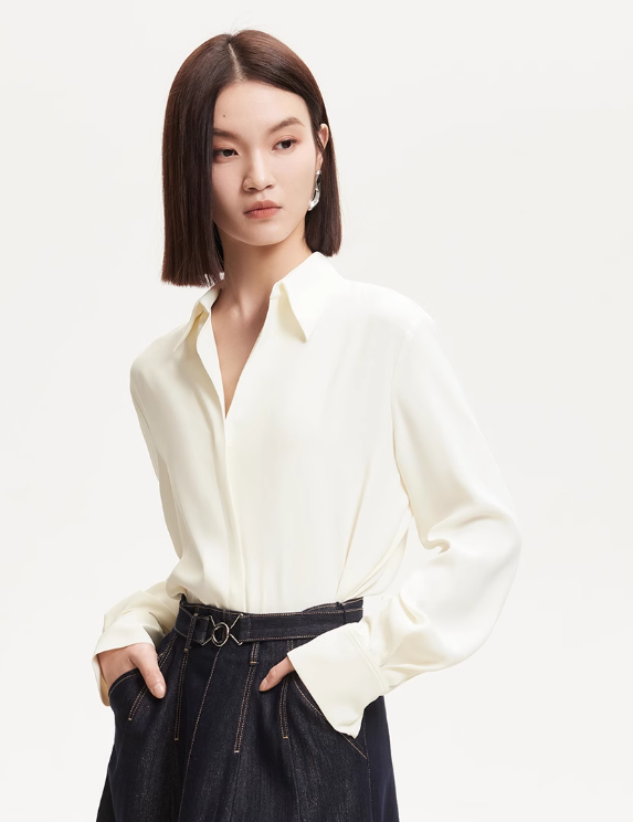 Summer new solid color versatile curved hem commuting top