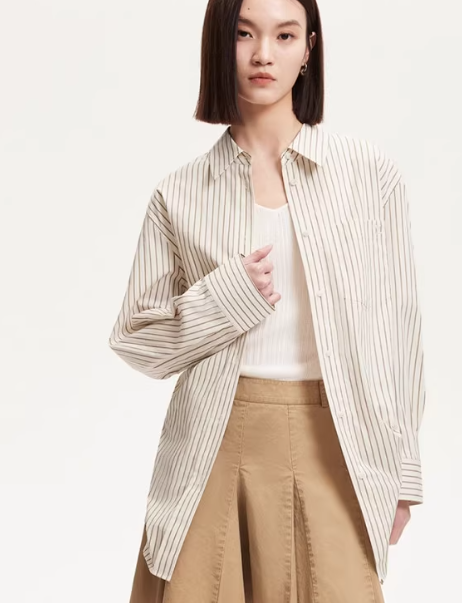 Summer new cotton striped loose top for fashionable commuting