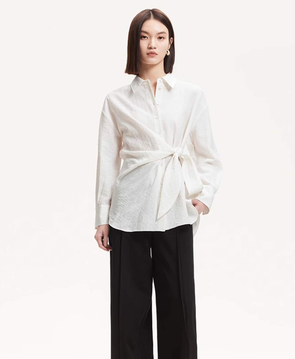 New loose and versatile top with linen waist tie