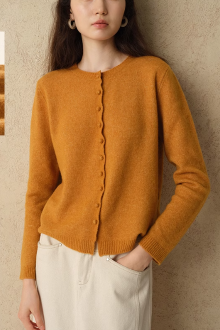 Classic wool knitted cardigan versatile layering short sweater jacket women's to