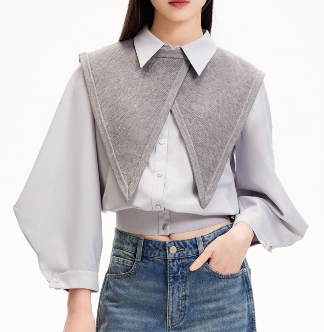 Two piece Detachable Shawl with Seven Quarter Leg Sleeves