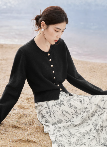 Knitted cardigan in autumn